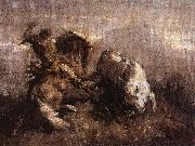 Nicolae Grigorescu Dragos Fighting the Bison oil painting on canvas